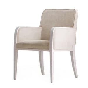 Opera 02231, Armchair in solid wood, upholstered seat and back, fabric covering, modern style