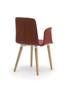 Zerosedici 4G wood, Upholstered modern chair with wooden conical legs