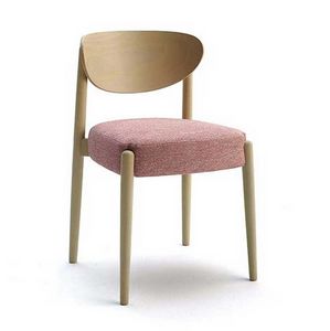 Nirvana 3 chair, Wooden chair with padded seat and multilayer backrest