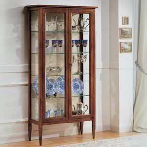 Display cabinet RAFFA805, Display cabinet with 2 doors and back in beige fabric