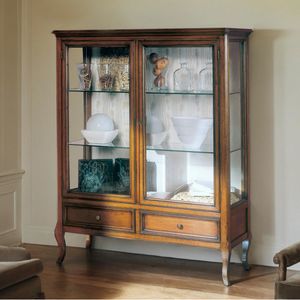 Glamour GLAMO721, Classic display cabinet with doors and sides in transparent and ground glass