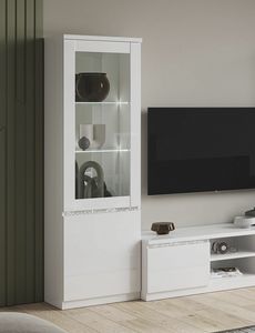 Roma 1 door display cabinet, Showcase in modern style, in lacquered wood