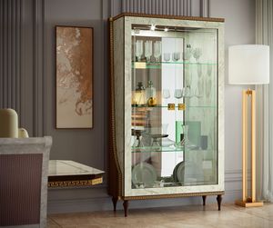 Romantica display cabinet 2 doors, 2-door display cabinet with polished Carrara marble details