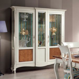 Style NOVITA-H607, 2-door display cabinet with floral inlay