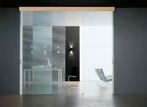 SIMPLEX sliding doors, Sliding door, in tempered glass, different finishes