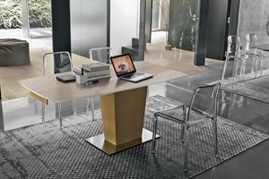 COPERNICO 120 TA184, Modern extendable table with top and extensions made of glass