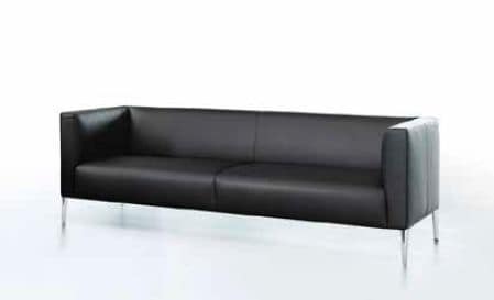 Fireproof sofa in polyester fiber, with metal feet