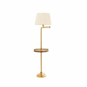 Studio Art. BR_P418, Brass adjustable floor lamp with wood table