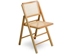 105, Chair with folding structure, in beech wood and cane