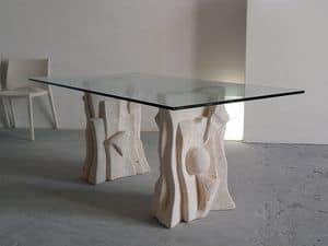 Archivio, Table made of stone with top made of glass, modern style