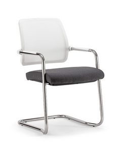 Kos White Air 01, Chair with cantilever metal base, with mesh backrest