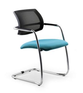 UF 133 / S, Sled base chair with net backrest, for elegant offices