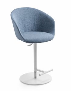 Flower, Swivel stool with flat round base in stainless steel