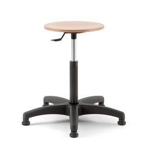 Mea Wood 02, Adjustable height stool with round wooden seat