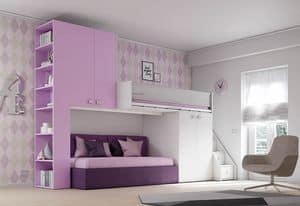 Loft bed KS 203, Modular loft bed, multi-functional and secure