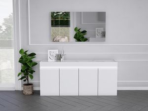 Easy sideboard, Modern lacquered sideboard, with marble effect plan