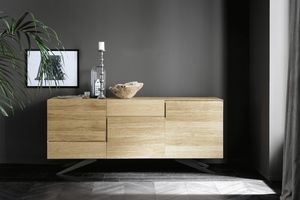 Geko, Sideboard with 3 doors and 2 drawers, in oak wood