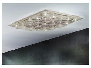 Alaska ceiling lamp, Rhomboid ceiling lighting in metal and glass, various finishes