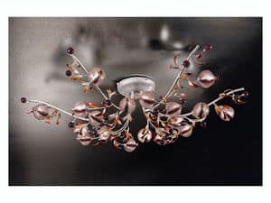 Ametista ceiling lamp, Contemporary ceiling lamp in forged iron in naturalistic style