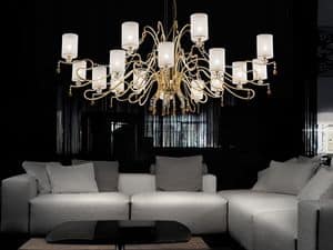 Delhia chandelier, Chandelier with sophisticated lines with dramatic effect