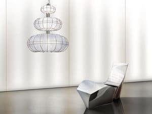Moon chandelier, Modern chandelier with lights on 3 levels, simple shapes