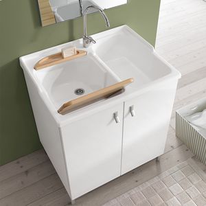 Smart comp. 03, Laundry cabinet with double sink in acrylic