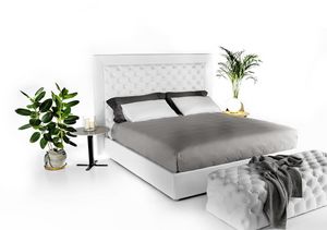 James, Elegant bed in white leather