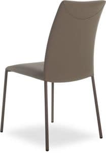 Belle, Stackable metal chair, genuine leather covering