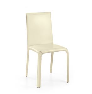 Jenia high, Dining chair in metal, leather and rubber