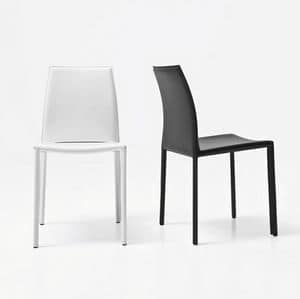 Kelly chair, Chair upholstered in leather, for dining room