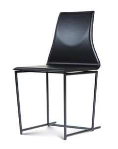 Tessa, Metal chair, upholstered in leather