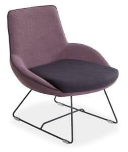 Baxi L, Lounge chair with sled base in metal rod