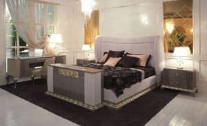Art. 116, Bed with headboard and bedframe covered in suede leather