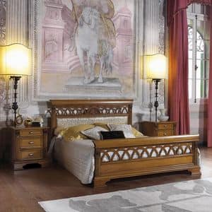 Art. 44572 Puccini, Double bed in perforated wood, for bedrooms