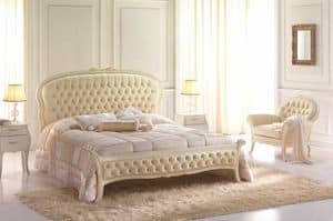 Beatrice, Double bed in neoclassical style, quilted headboard and footboard