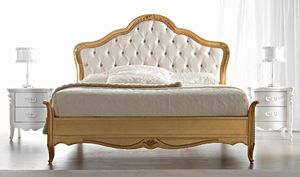Gemma Art. 884, Classic bed, gold finish, with tufted headboard