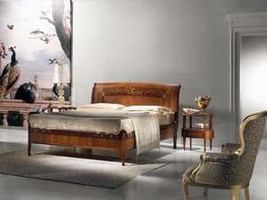 L334 Cornucopia bed, Wooden bed, classic luxury, mother of pearl inlays