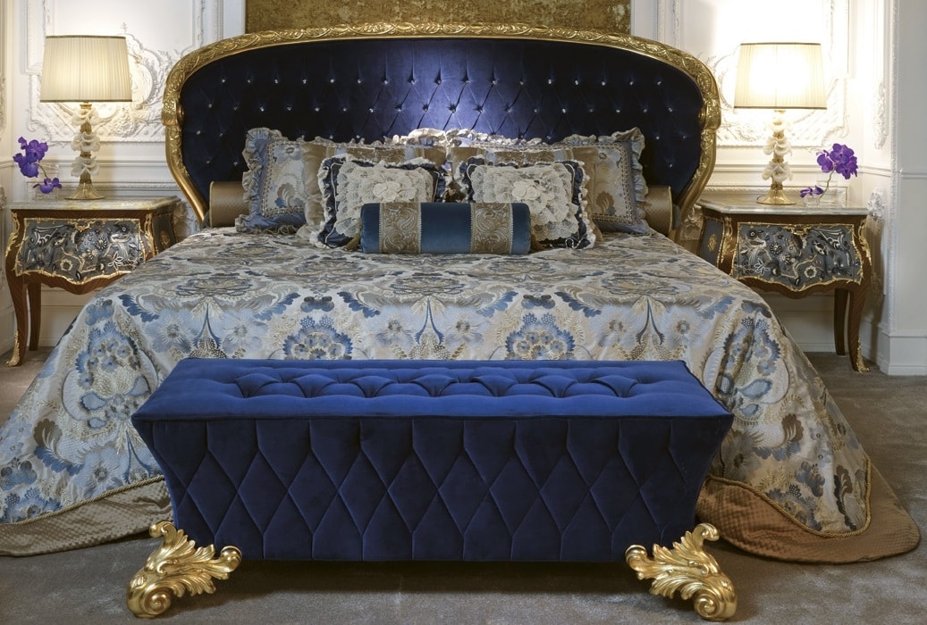 Luxury classic bed with golden finish