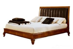 Montpellier VS.1340, Walnut bed, leather headboard, for classic hotels