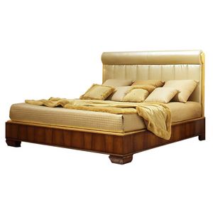Muse CH.0602, King-size walnut bed with upholstered headboard