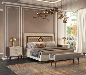 Romantica bed with upholstered headboard, Bed with tufted velvet headboard