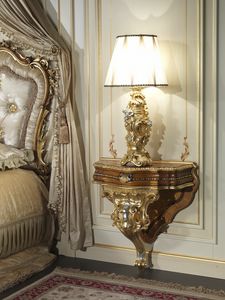 Art. 2013 bedside table, Carved and inlaid bedside table, Louis XV style