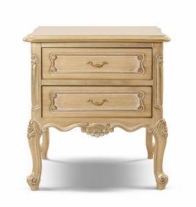 Bedside table 3561, Bedside table with gold details and patina finish