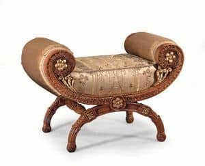 Padded bench made of carved wood, classic style