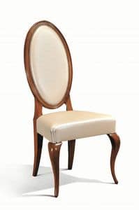 Art. 513s, Chair in wood with oval backrest for dining rooms