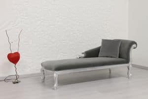 Cleopatra velvet, Liberty style chaise longue with beech wood frame
