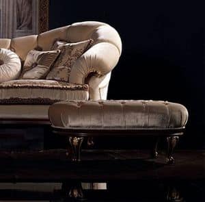 Valeria pouf capitonn, Classic pouf, upholstered, walnut finish, for living room