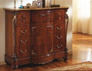 Corona chest of drawers, Classic dresser with wax finish, for hotels
