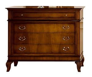 Saint Lons VS.1056, Chest of drawers in walnut with 4 drawers for hotel rooms