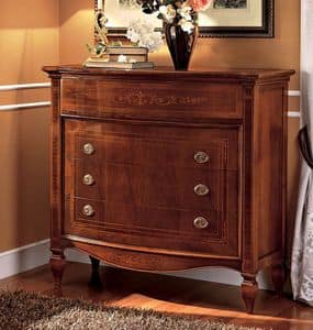 Volterra chest of drawers, Classic luxury chest of 4 drawers in walnut